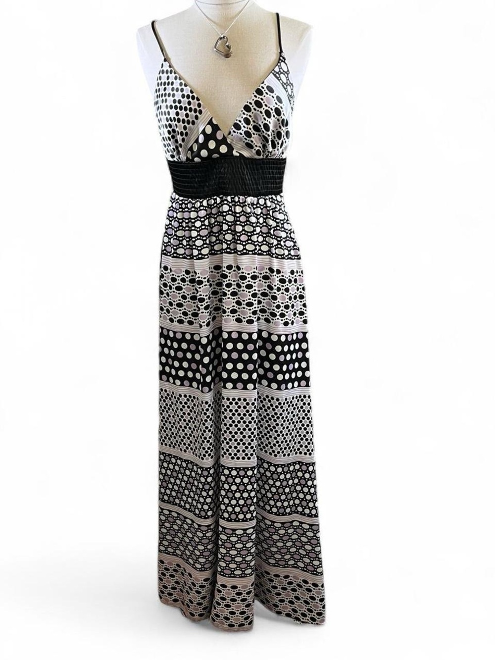 Charlotte Russe Polka Dot Maxi Dress with Smocked Waistband Size Medium